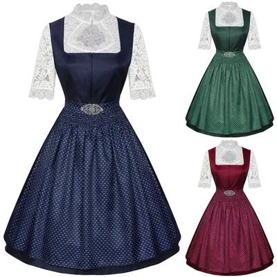 Bayerisches Kleid, Bierrock-Dienstmädchenkleid, kurzärmeliges Damen-Schürzen-Performance-Outfit aus Spitze für das Münchner Bierfest Deutschland Image