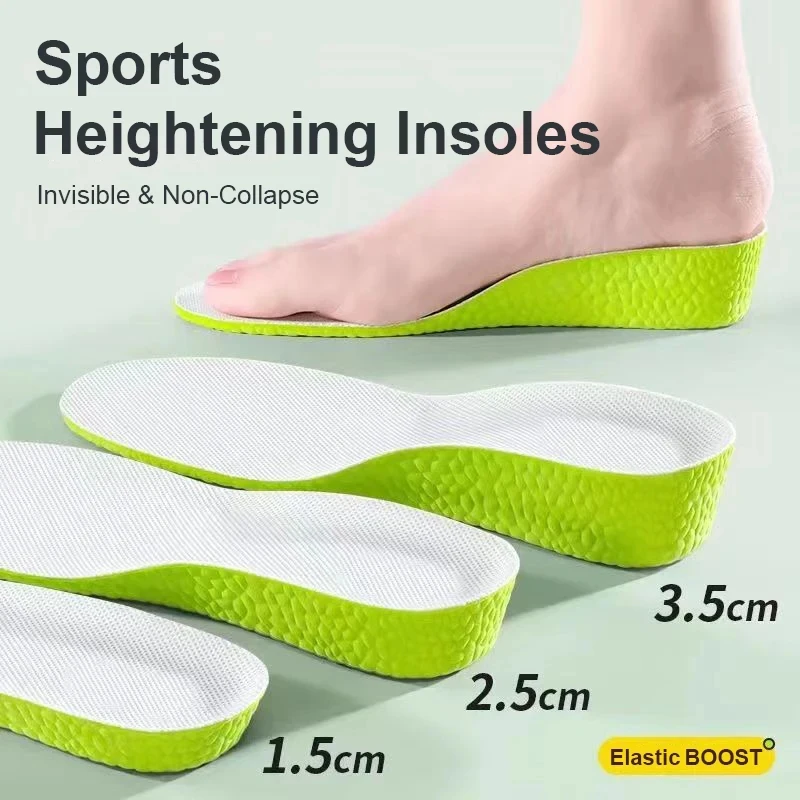 1 Paar Sport-Stoßdämpfungs-Einlegesohle für Füße, Höhenerhöhung, Einlegesohlen für Männer und Frauen, Schuheinlagen, 1,5 cm/2,5 cm/3,5 cm, wachsende Sohle Image
