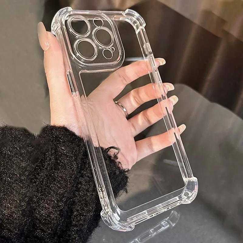 Custodia per telefono in silicone antiurto con airbag a doppio strato con pellicola trasparente TPU per iPhone 17 16 Pro Max 15 14 13 12 11 XS X 7 8 Plus 16e Cover