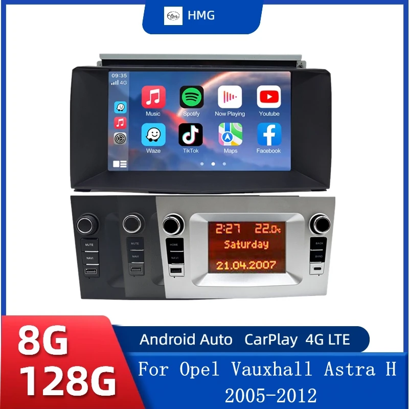 Auto Radio Multimedia Für Opel Astra H 2005 2006 2007 2008 2009 2010 2011 2012 Drahtlose CarPlay Android Auto Autoradio GPS DSP Image