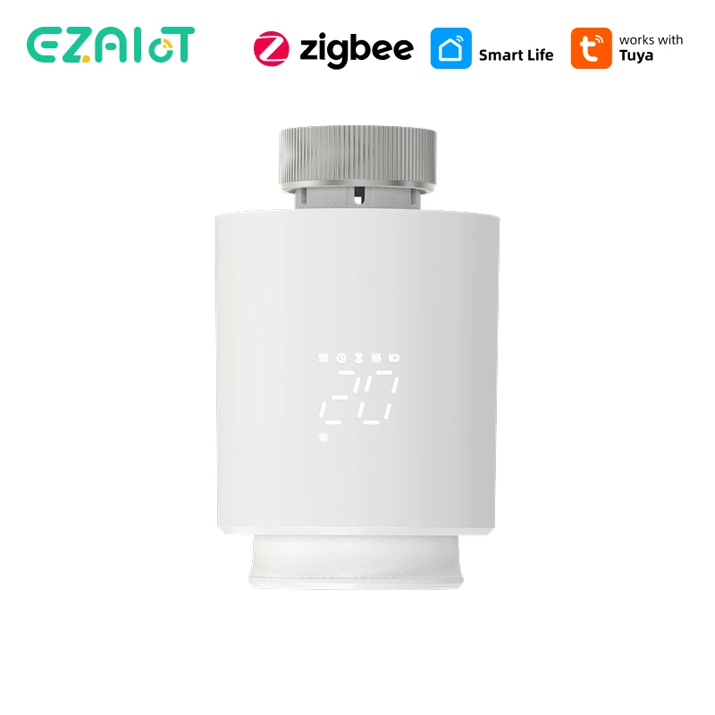 EZAIOT Tuya Smart Zigbee TRV Thermostatventilantrieb Programmierbare App Fernbedienung Heizung Controller Alexa Google Image
