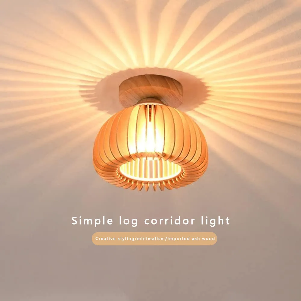 2PCS Holz Kunst Decke lampe E27 Basis Japanischen Kürbis Stil Esszimmer Bett Nacht Decke licht Hause Wohnzimmer decor