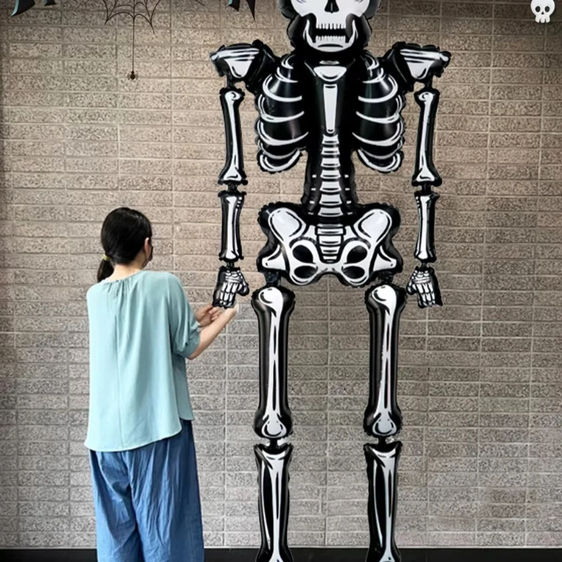 Extra großer riesiger Totenkopf-Folienballon, Halloween-Dekoration, Geisterparty, Spukhaus, Geburtstag, Horror-Atmosphäre, Dekoration Image