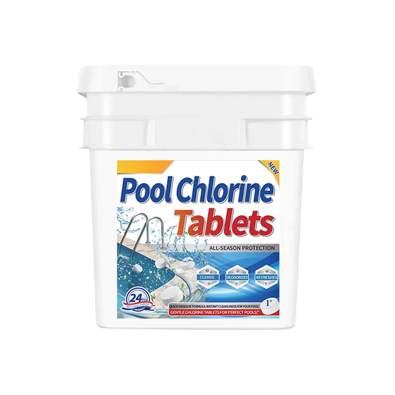 Slow-Dissolving Pool Chlorine Tablets - Algae-Killing Sanitizer for Swimming Pools, Individually Wrapped & Stabilized
