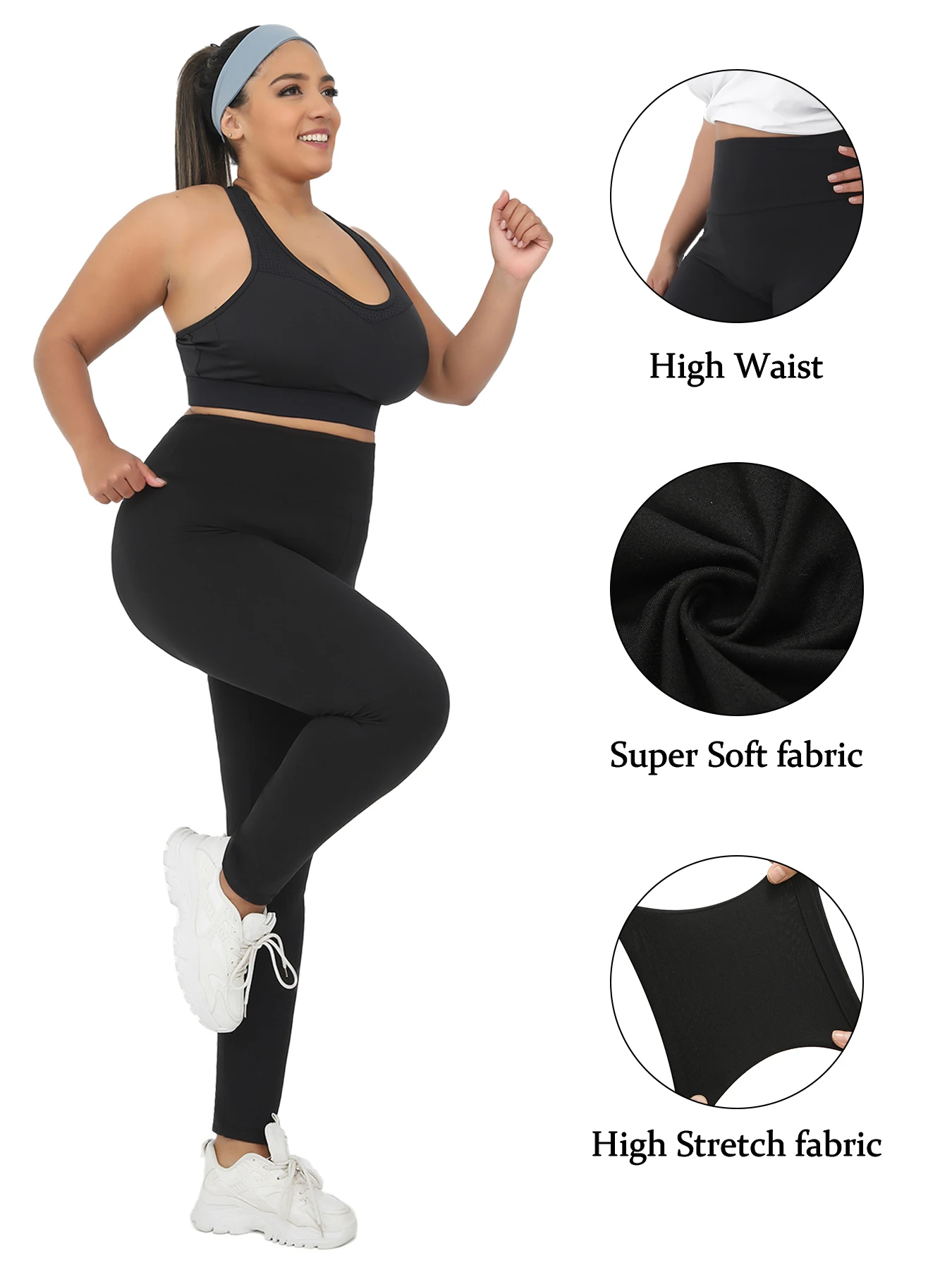 Superweiche Damen-Leggings mit hoher Taille, Bauchkontrolle, nicht durchsichtig, Workout, Yoga, Laufen, sportlich, Push-Up, Fitnessstudio, Fitness-Leggings Image