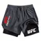 Pantaloncini fitness a doppio strato da uomo UFC Pantaloncini fitness da uomo Allenamento in palestra Pantaloncini sportivi 2 in 1 Allenamento ad asciugatura rapida Jogging Doppio ponte Estate