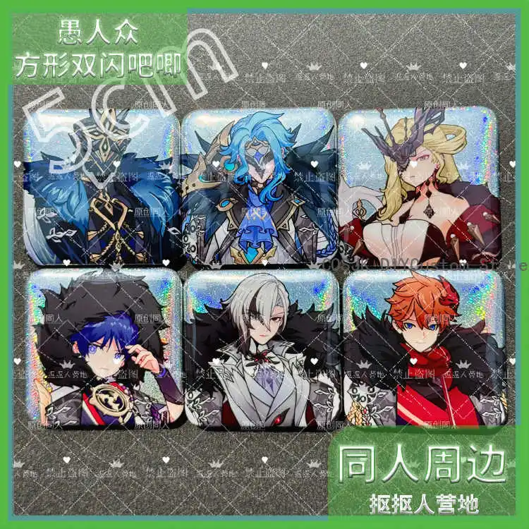 Spiel Arlecchino Wanderer II Dottore Platz Cartoon Abzeichen Cosplay Anime Genshin Impact Bedge Brosche Pins Decor Geschenk Image