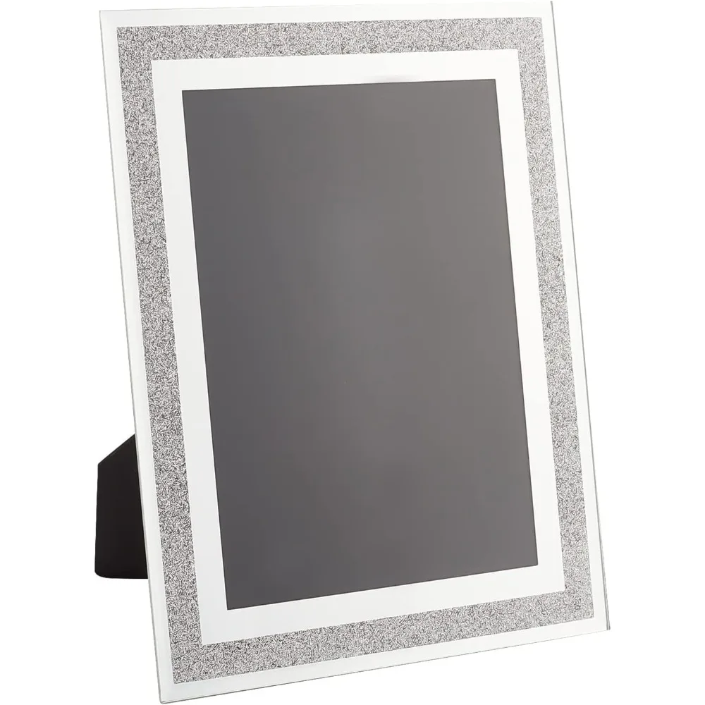 Glas-Bilderrahmen, glitzernder Bling-Posterrahmen, zerkleinerter Fotorahmen, 9 Zoll breit und 17,8 cm Image