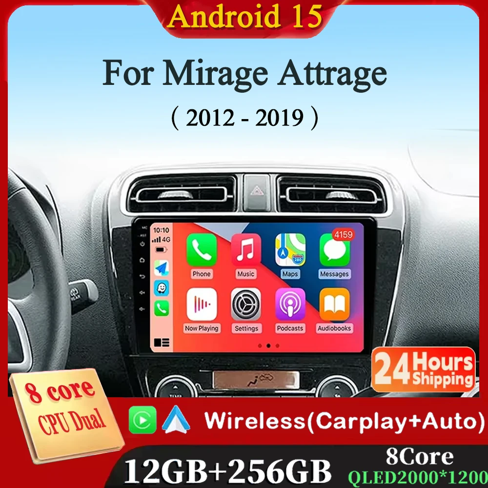 Android 15 9 "Für Mitsubishi Mirage Attrage 2012-2018 2019 Auto Radio Space Star 2014 Navigation Stereo multimedia Tuning Bildschirm Image