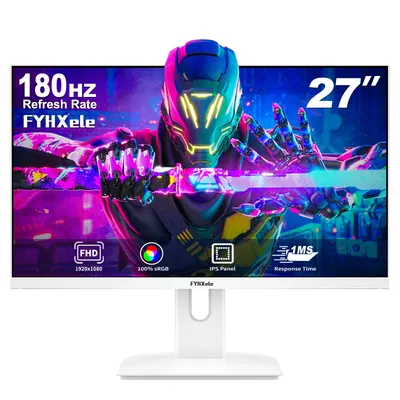 FYHXele 27 Zoll 180 Hz IPS-Gaming-Monitor 1 ms, schnelle Reaktionsgeschwindigkeit 1920 x 1080 HDMI DP Ultrawide PC-Unterstützung Vesa-Wandhalterung