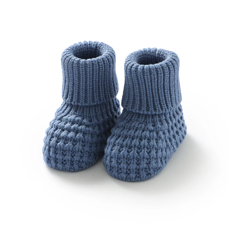 Weiche warme gestrickte Neugeborenen Booties Baby Jungen Mädchen Socken Schuhe Säugling Unisex Erste Wanderer 0-1Y Kleinkind Outdoor Indoor Crawl Crib Image