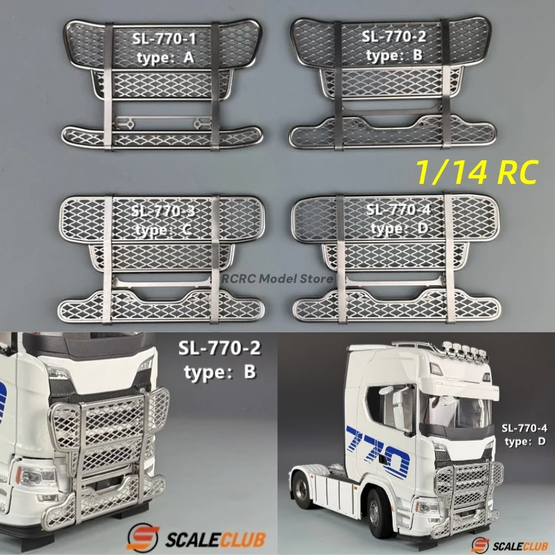 SCALECLUB 770S RC Spielzeug-LKW 1/14 Frontgrill Stoßstange für Tamiya 1/14 RC Traktor-LKW 770S Serie Teile Zubehör SL-770-2