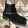 2025, Vintage-Herren-Chelsea-Stiefel, vielseitig einsetzbar, schwarzes Kuh-Wildleder, warme Winterstiefel, rutschfest, runde Zehenpartie, flache Slip-on-Herrenschuhe