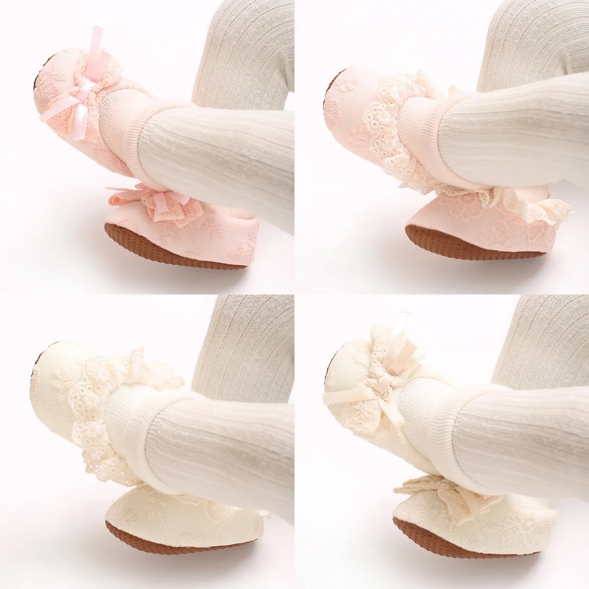 Herbst Und Winter Mädchen Baby Socken 0-18M Neugeborenen Baby Bogen Socken Baby Socken Anti Slip Weiche Baumwolle boden Socken Schuhe Image