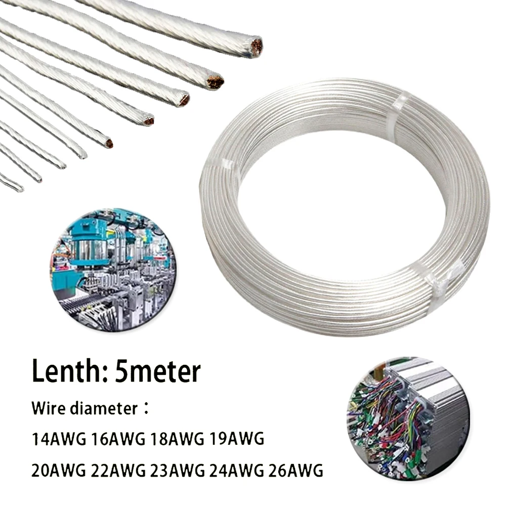 5 m hochreines versilbertes OCC-Draht-Kupferkabel für Audio-DIY-Verstärker, Kopfhörer-Lautsprecherkabel, 14/16/18/19/20/22/23/24/26 AWG Image