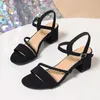 Neue Frauen Sandalen Chunky Heels Slides Hausschuhe Sommer Mädchen Elegante Schuhe Frau Plus Größe 42, Weibliche Mode Hochhackige Sandalen