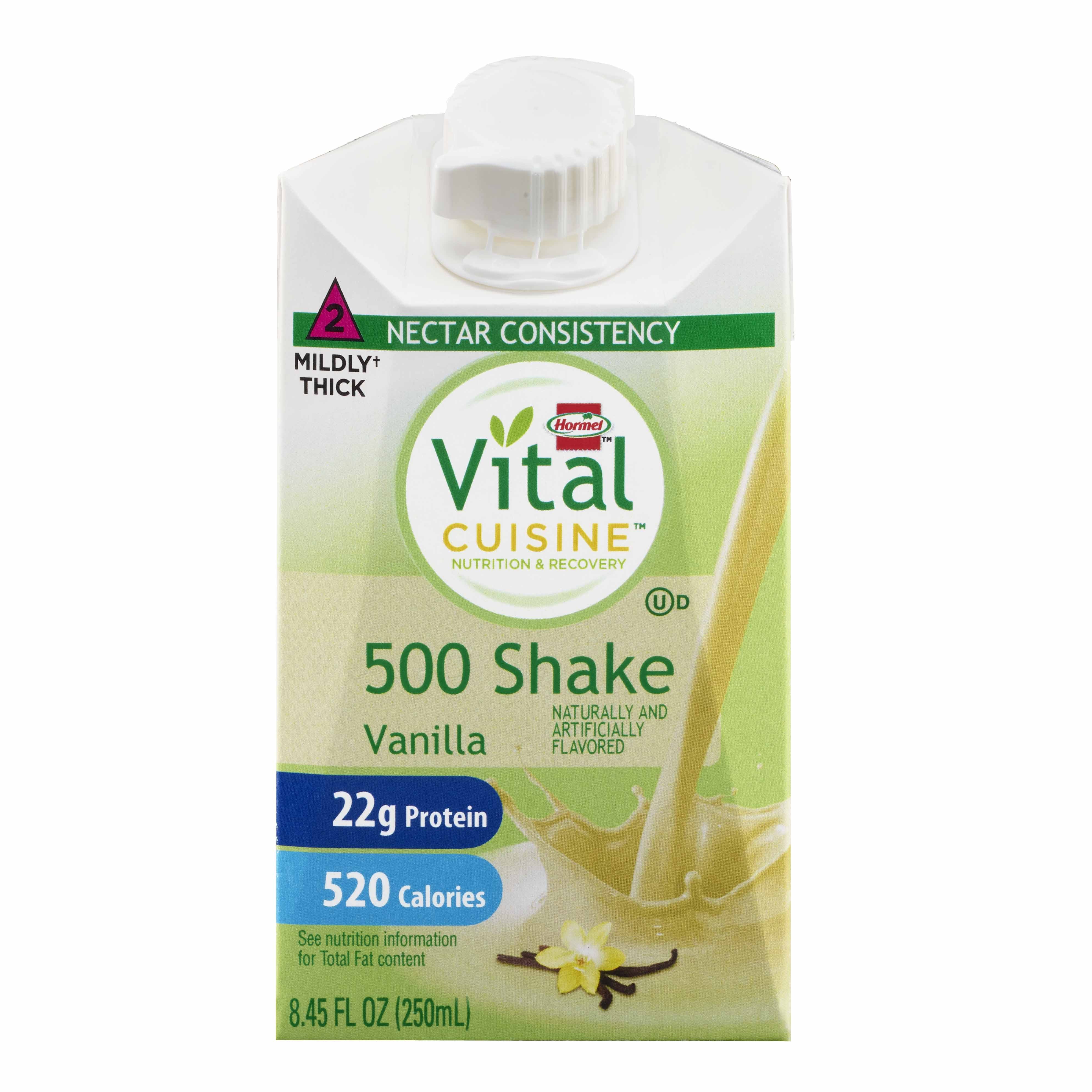 Hormel Vital Cuisine 500 Shakes Oral Supplement Vanilla Flavor Liquid 8.45 oz. Carton (1083957_CS) 27/CS Hormel Vital Cuisine® 500 Shakes Oral Supplem