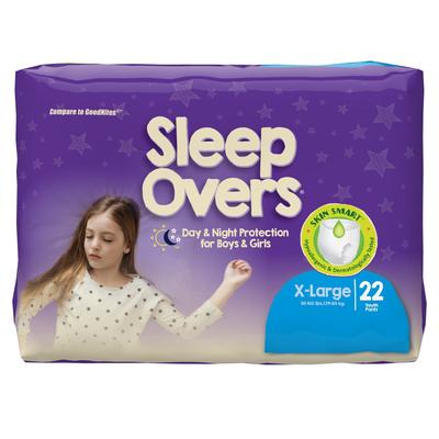 Cuties Sleep Overs Unisex Youth Absorbent Underwear Pull On with Tear Away Seams X-Large Disposable Heavy Absorbency (811511_CS)