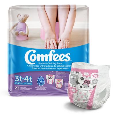 Comfees Female Toddler Training Pants Pull On with Tear Away Seams Size 3T to 4T Disposable Moderate Absorbency (955453_CS) 138/CS Comfees® Diapers