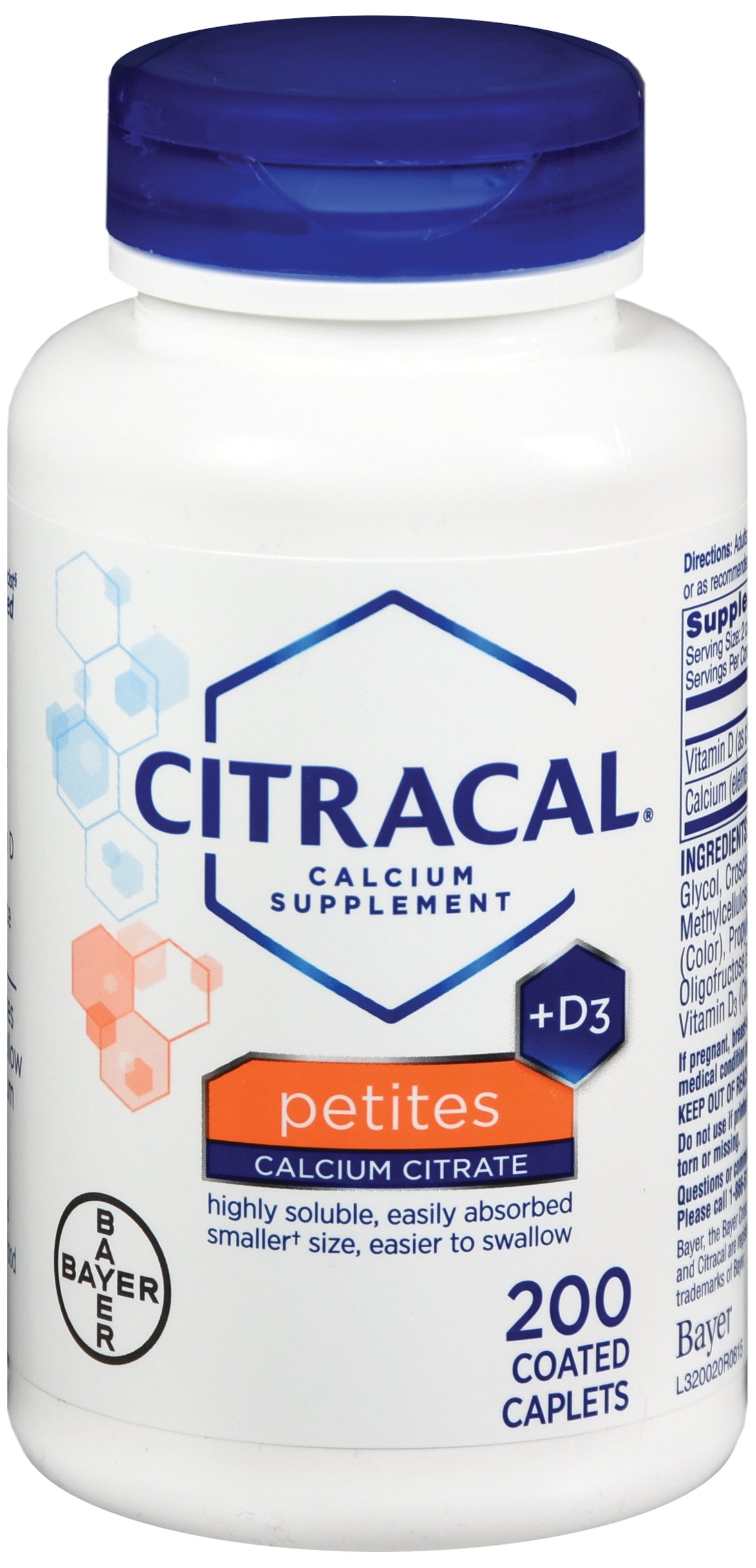 Citracal Petites Joint Health Supplement Vitamin D / Calcium 500 IU - 400 mg Strength Tablet 200 per Bottle (987734_BT) 1/BT Citracal® Petites Vitamin