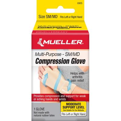 Mueller Compression & Support Gloves Compression Glove Fingerless Small / Medium Over-the-Wrist Length Ambidextrous (1141666_EA)