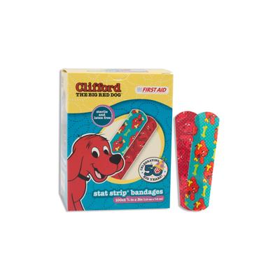 American White Cross Stat Strip Adhesive Strip 3/4 X 3 Inch Plastic Rectangle Kid Design (Clifford the Big Red Dog) Sterile (977008_BX)
