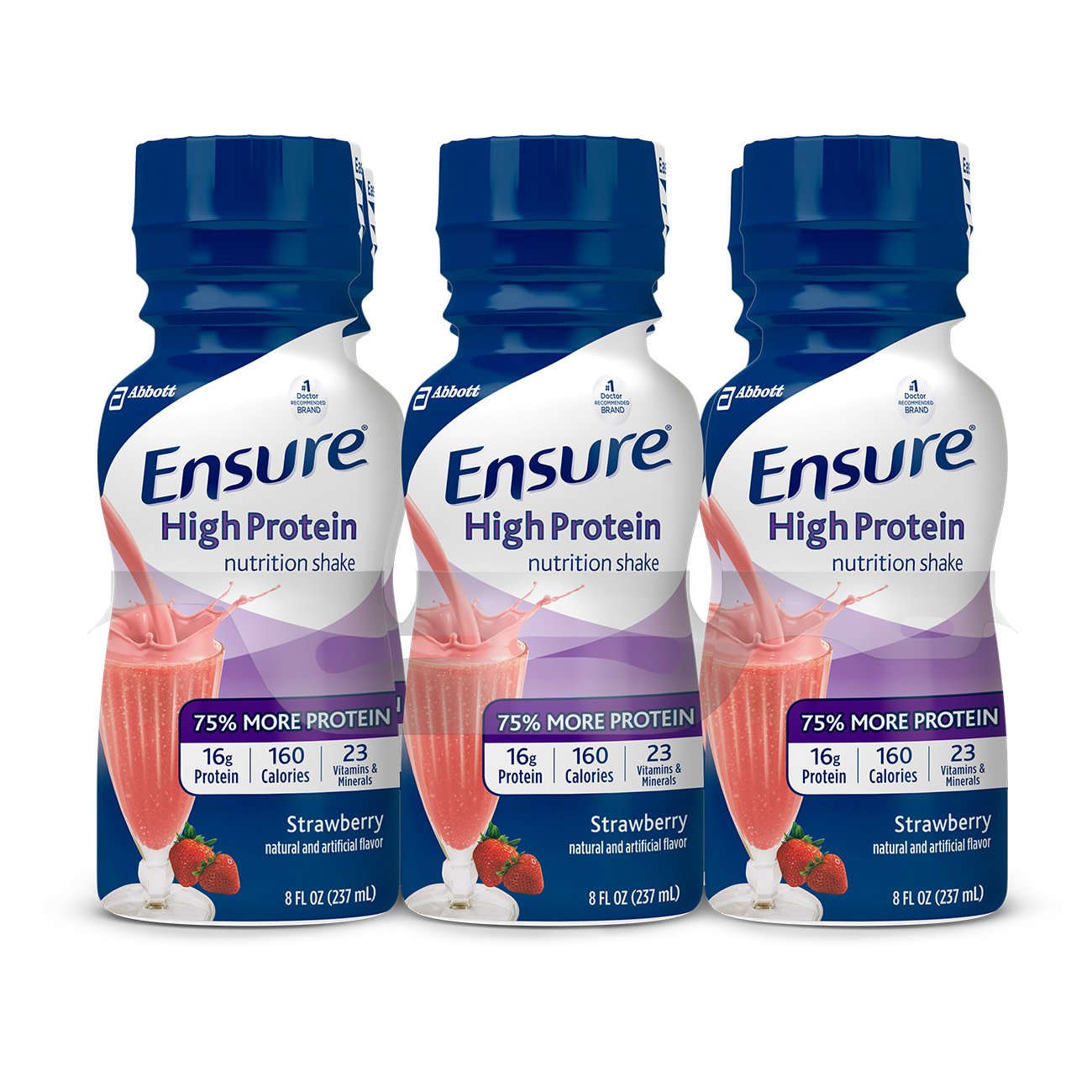 Ensure High Protein Shake Oral Supplement Strawberry Flavor Liquid 8 oz. Bottle (1099235_PK) 6/PK Ensure® High Protein Shake Oral Supplements
