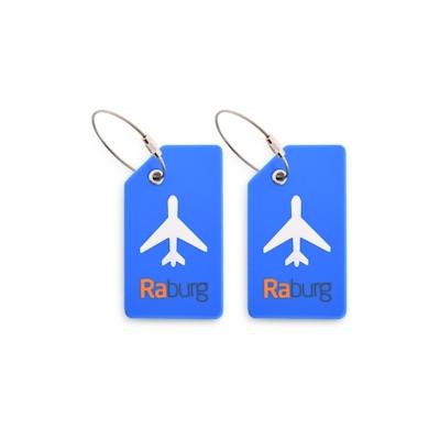 Kofferanhänger 2er Set aus Silikon, ca. 9×5 cm mit Namenszeile - ideal für Koffer, Taschen & Rucksäcke auf Reisen, Blau | Raburg Gepäckanhänger Image