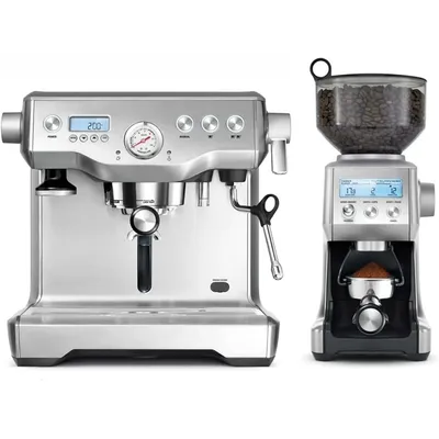 Dynamic Duo Dual Boiler Espresso Machine and Smart Grinder Pro Package, Stainless Steel - BEP920BSS
