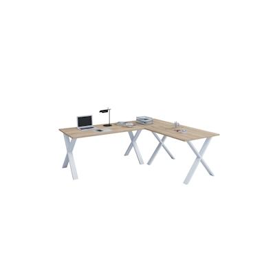 VCM Schreibtisch Lona Weiß / Sonoma-Eiche H. 76 x B. 160 x T. 160 cm Image