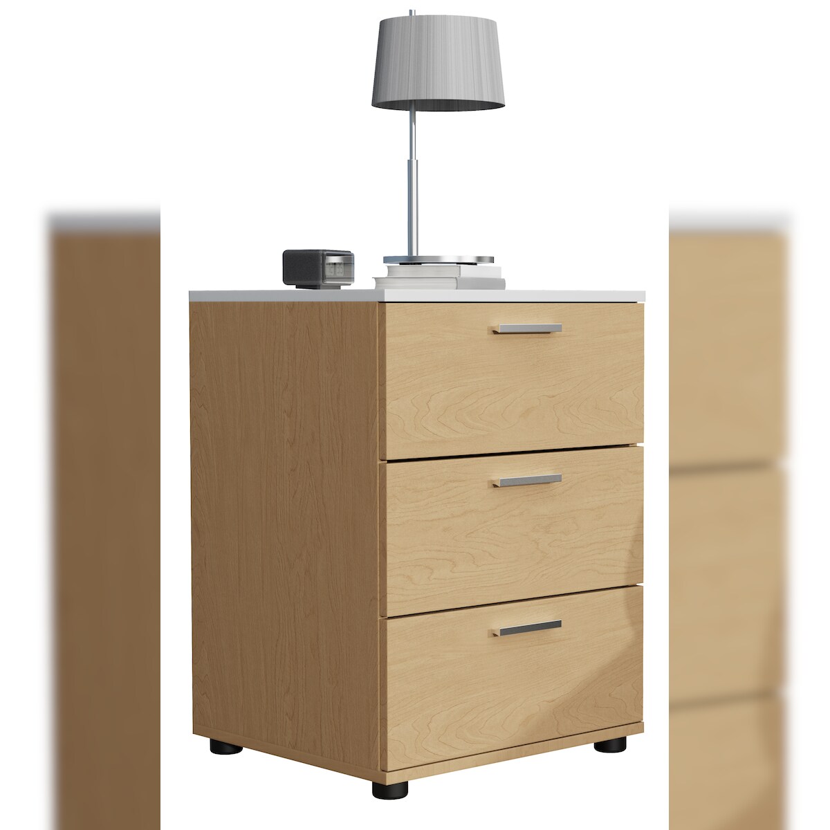 VCM Nachttisch Testalo Honig-Eiche / Weiß H. 59 x B. 46 x T. 42 cm Image