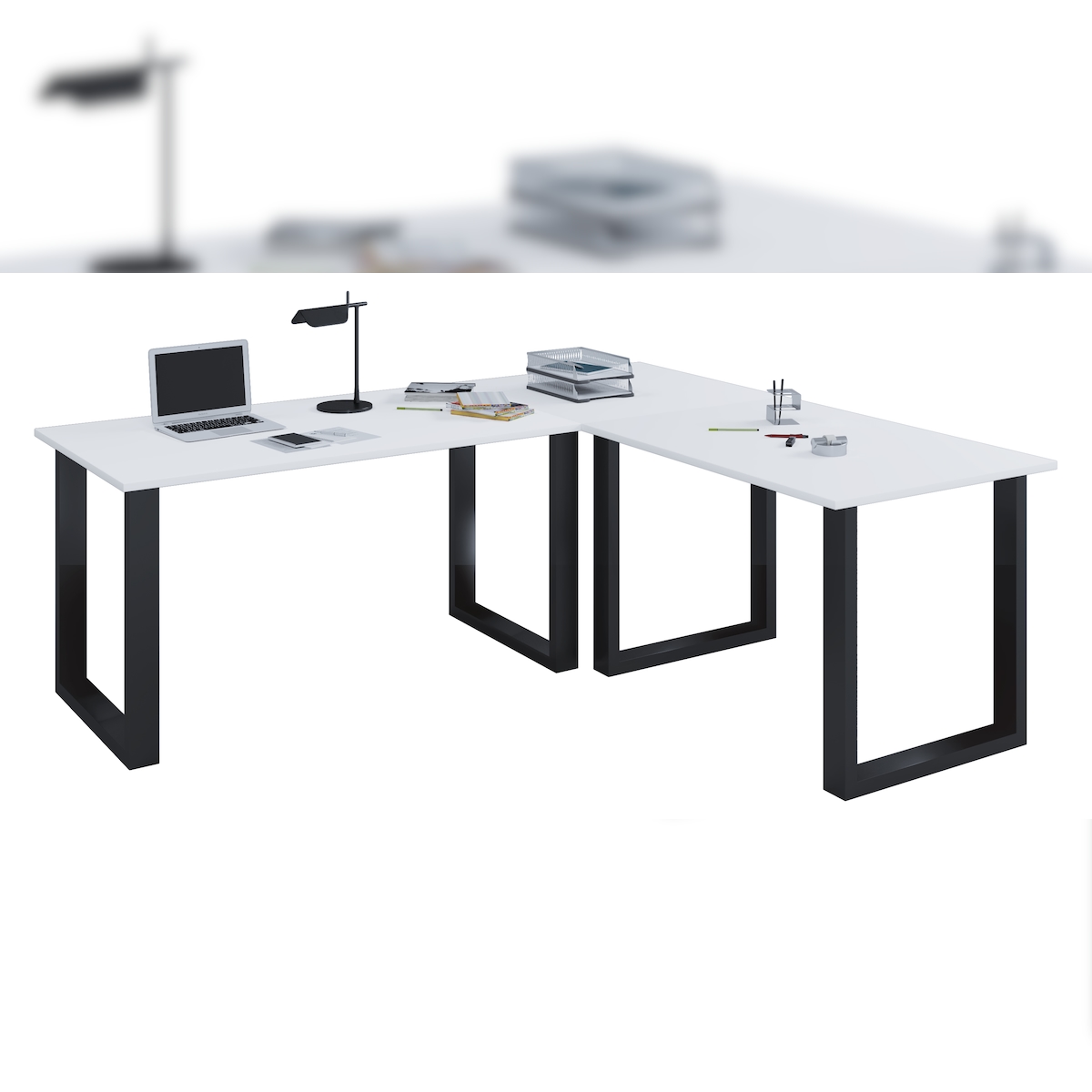 VCM U Schreibtisch Eckschreibtisch L Form 190x160x80 Image