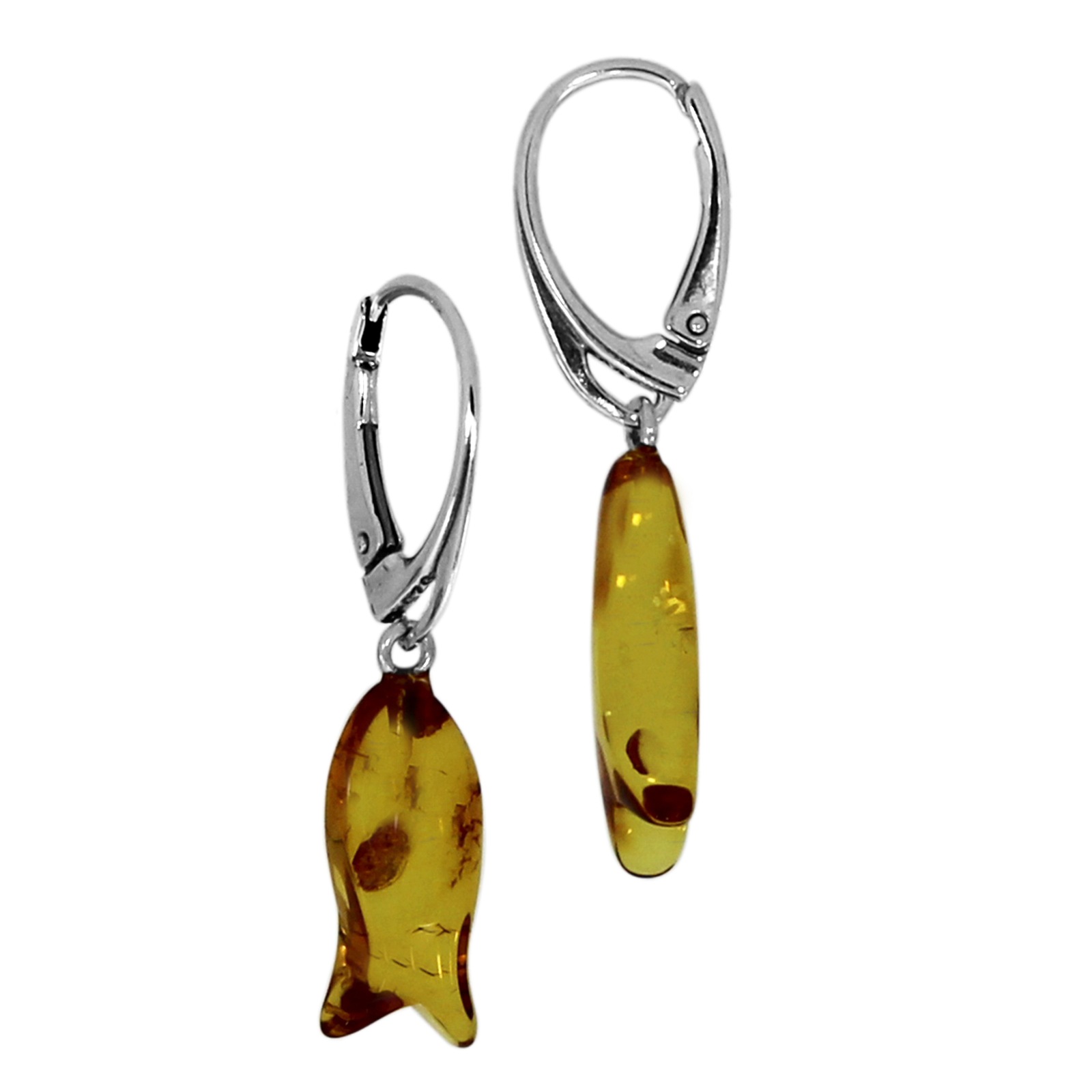Paar Ohrhänger OSTSEE-SCHMUCK "Ostsee-Schmuck Ohrhänger Fisch Ohrhänger Fisch", weiß, Ohrringe, Damen, 40x8mm, Silber 925 (Sterlingsilber) Image