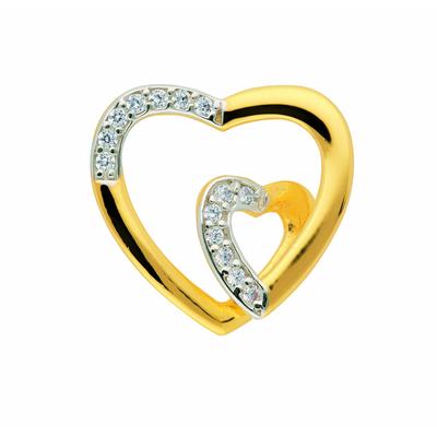 Herzkette ADELIA´S "Halskette - Herzkette mit Anhänger Herz mit Zirkonia aus 333", gold, Halsketten, Damen, Gelbgold 333-Gold, Gelbgold 333, Gold, Schmuckset mit bis 45 cm stufenlos verstellbarer 925 Silber Halskette Image