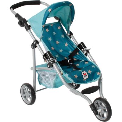 Puppenbuggy CHIC2000 "Jogging-Buggy Lola", sternchen türkis, Puppenwagen, KinderB:33cm H:57cm T:70cm, Metall, Kunststoff, Stoff, mit klappbarem Verdeck, B:33cm H:57cm T:70cm