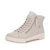 Schnürboots RIEKER SPORT, Damen, Gr. 36, beige (creme), Leder, sportlich, Schuhe, Stiefelette, High Top Sneaker, Freizeitboots mit Reißverschluss, Topseller