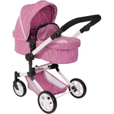 Kombi-Puppenwagen CHIC2000 "Linus", pink (jeans pink), Puppenwagen, KinderB:42cm H:82cm T:72cm, Stahl, Polyester, Kunststoff, mit schwenkbaren Vorderrädern, B:42cm H:82cm T:72cm