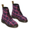 Schnürstiefelette DR. MARTENS "1460 8 Eye Boot", Damen, Gr. 37, pink (pink kariert), Leder, modisch, Schuhe, Festival, Blockabsatz, Schnürboots mit gelber Rahmennaht