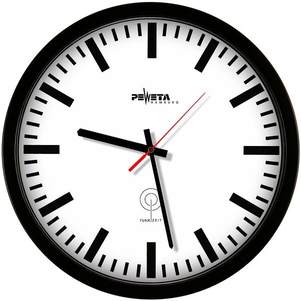 Peweta Uhren Funkwanduhr schwarz 350 mm schwarz Image