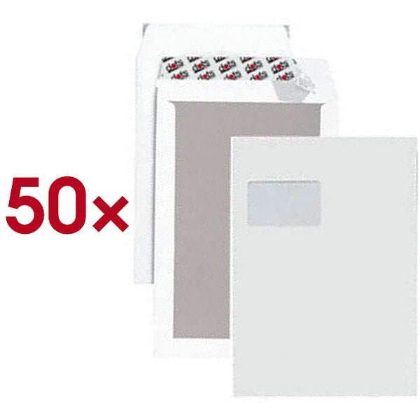 dots 50 Papprückwandtaschen DIN C4 120 g/m² mit Fenster weiß, 32.4x22.9 cm Image
