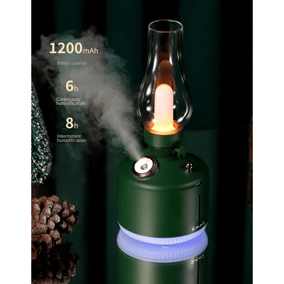 RetroGlow Aroma Diffuser Lamp USB Cool Mist Humidifier With 7 Color LED Lights green