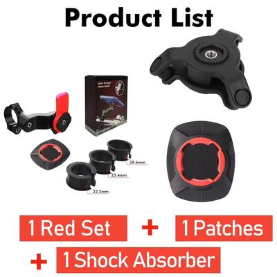 Motorcycle Bike Phone Holder, 360 Rotatable & Detachable Quad Lock Stand For Bicycle, Navigation, And Secure Riding red