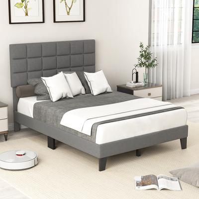 Upholstered Platform Bed Frame Linen Fabric, Adjustable Headboard & No Box Spring Needed Upholstered Platform Bed Frame Linen Fabric, Adjustable Headboard & No Box Spring Needed