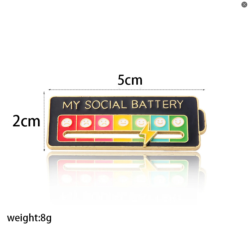 Emotional Expression Brooches, 7 Mood Sliding Pins For Women Men, Alloy Social Battery Badge For Jackets, Bags & Gifts black