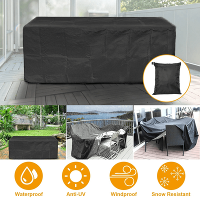 Waterproof Garden Patio Furniture Cover Heavy Duty 210D Oxford Rectangular Outdoor Table Chair Protector 126x126x74 Cm