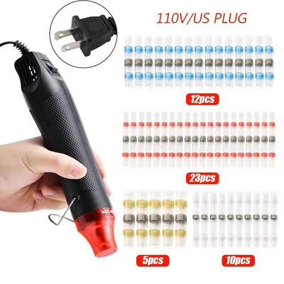 Waterproof Heat Shrink Wire Connector Kit Solder Seal Crimp Terminals With Optional Heat Gun (501200 Pcs) 50pcs Gun(110v Us)