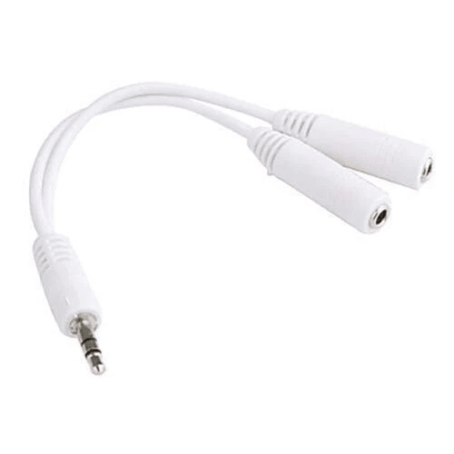 Male To Female Gold Plated Audio Y Splitter Headphone Cable White, Stereo Jack Adapter For Dual Headphones & Speakers Male To Female Gold Plated Audio Y Splitter Headphone Cable White, Stereo Jack Adapter For Dual Headphones & Speakers