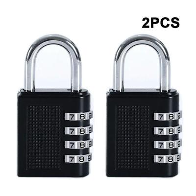 4 Digit Password Padlock With Long Shackle Secure Gym Locker, School Locker & Fence Gate Lock black 2pcs