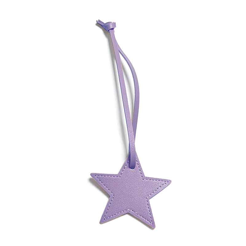 Personalized Leather Star Keychain With Free Custom Initials, Five Pointed Star Pendant For Car Keys & Bag Accessories light Purple