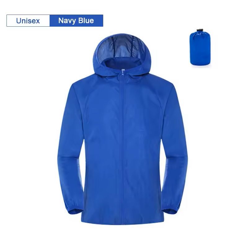 Lightweight Waterproof Camping Jacket With Hood And Pocket 2xl navy Blue